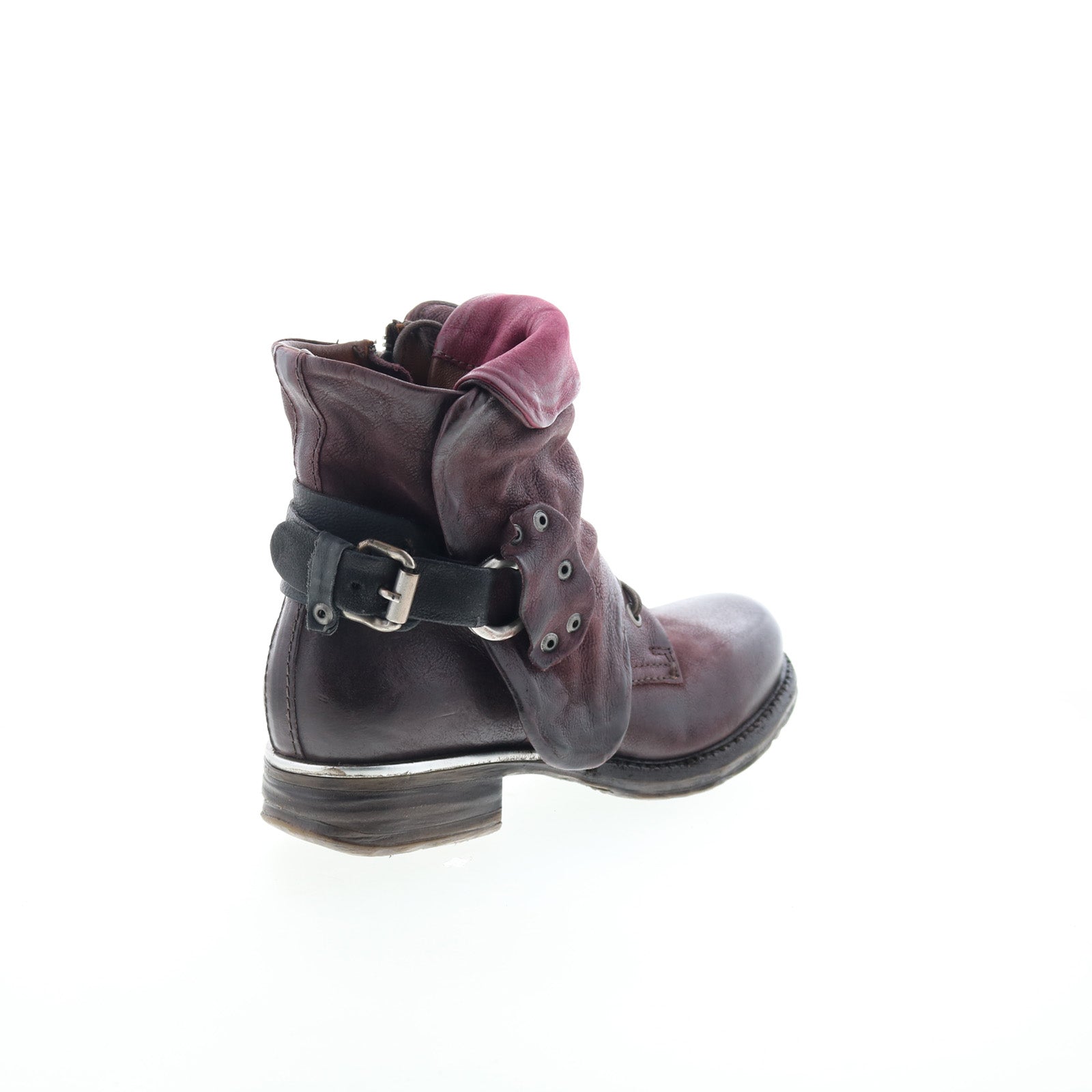 Simon Womens Burgundy Leather Zipper Casual Dress Boots