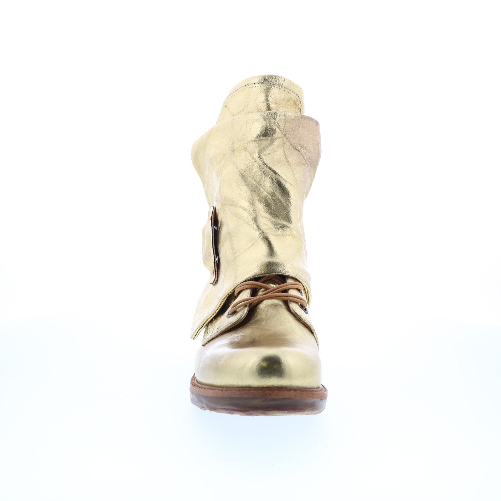 Snider Womens Gold Leather Zipper Ankle & Booties Boots