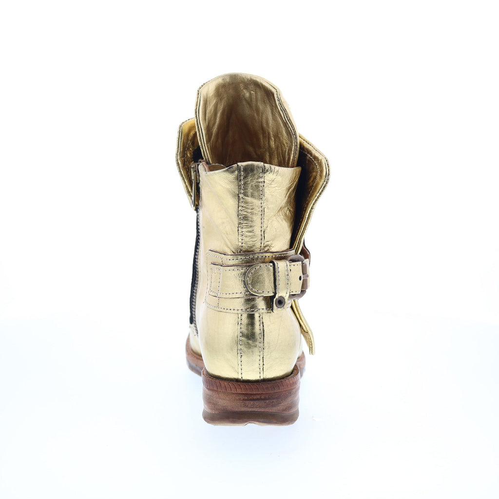 Snider Womens Gold Leather Zipper Ankle & Booties Boots