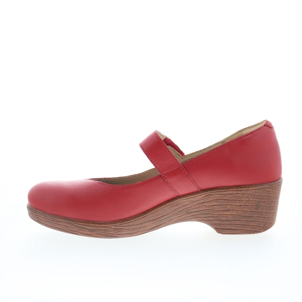 Alegria Sofi SOF-645 Womens Red Leather Strap Mary Jane Flats Shoes