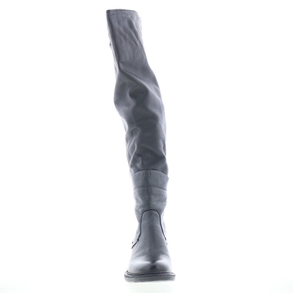 Steed Womens Black Leather Zipper Knee High Boots