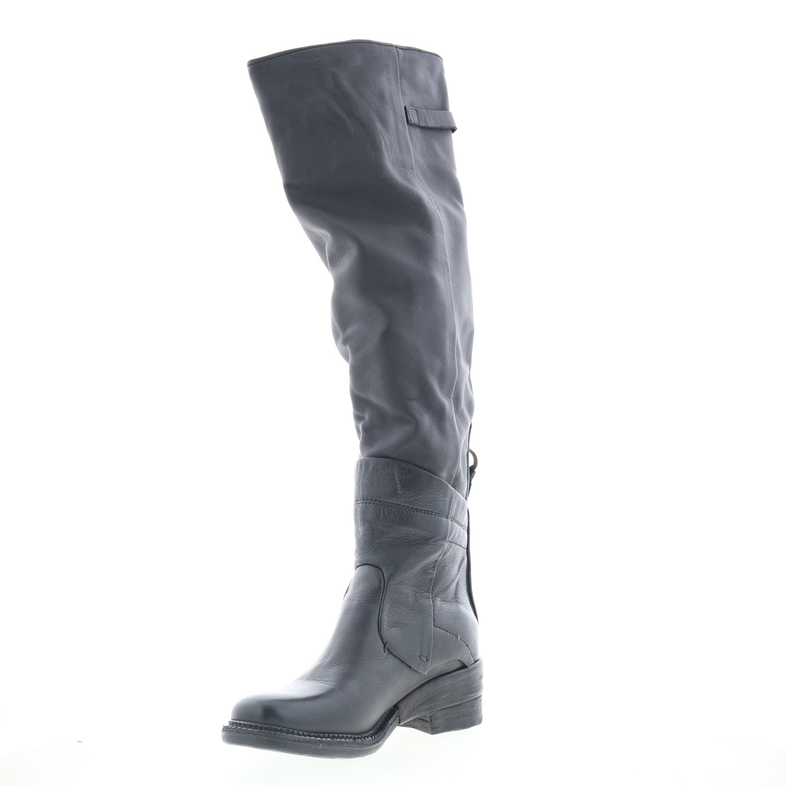 Steed Womens Black Leather Zipper Knee High Boots