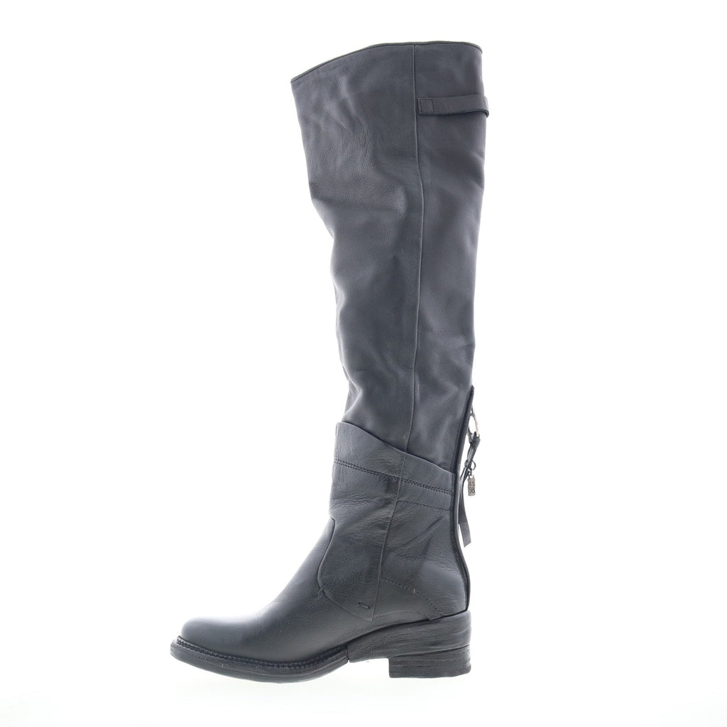 Steed Womens Black Leather Zipper Knee High Boots