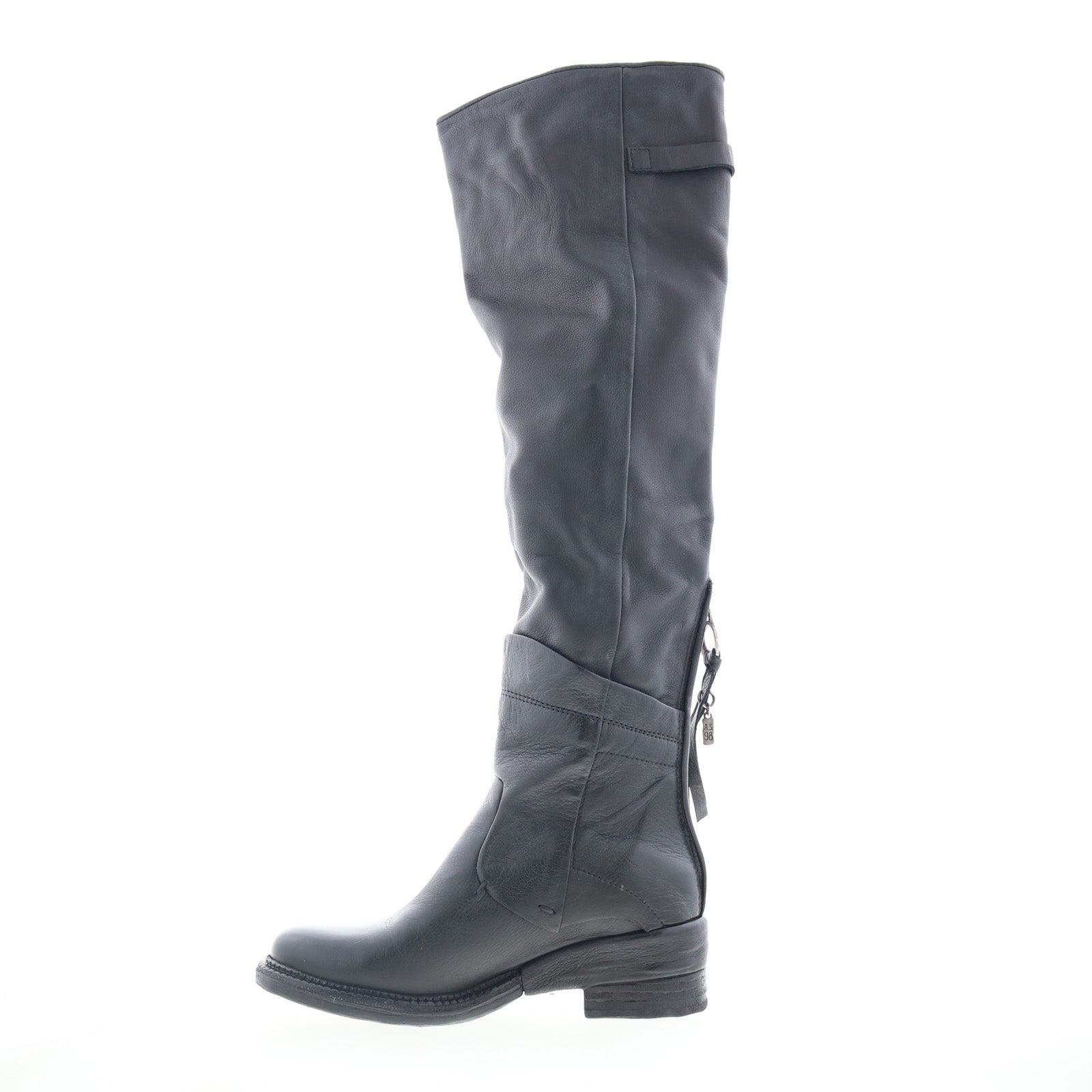 Steed Womens Black Leather Zipper Knee High Boots