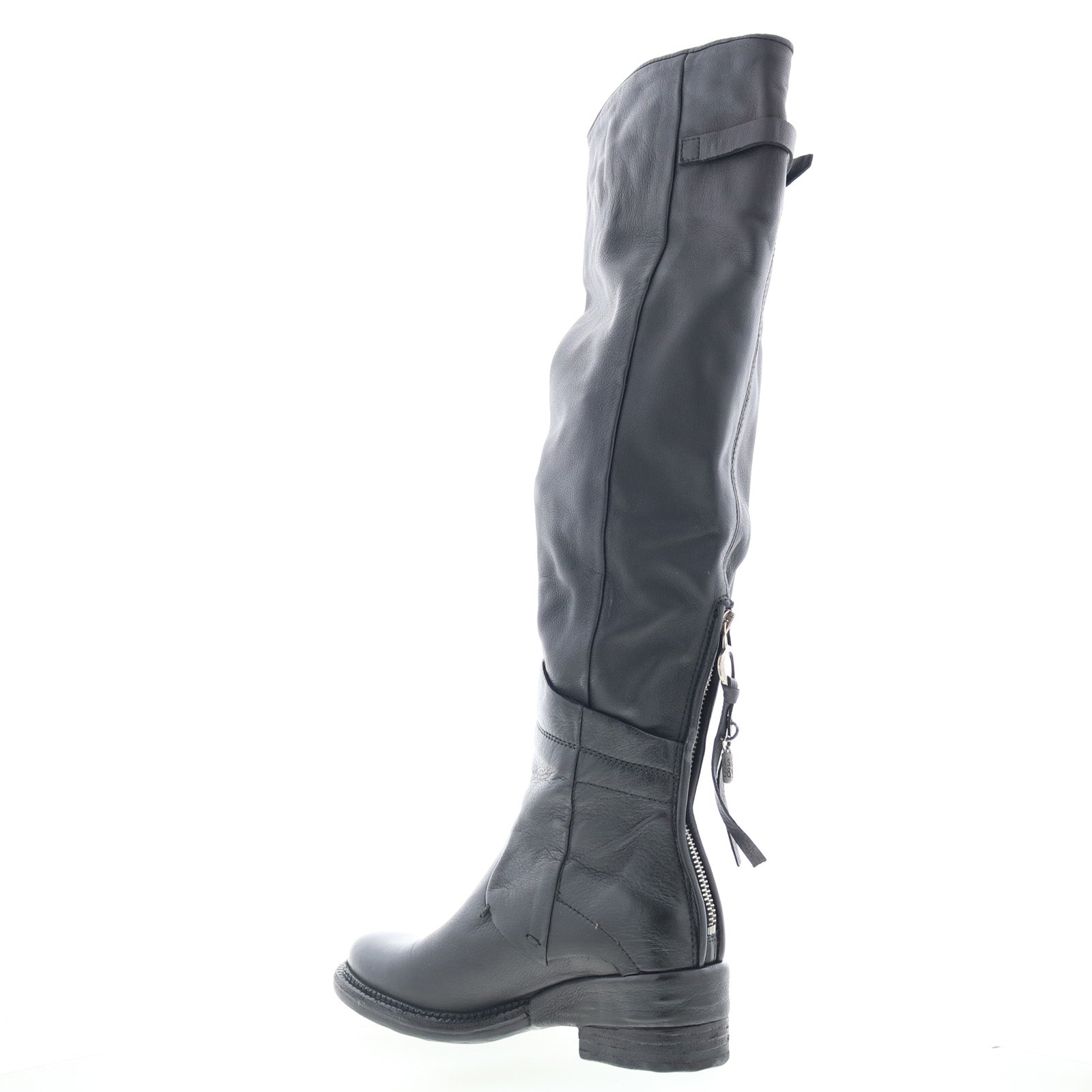 Steed Womens Black Leather Zipper Knee High Boots