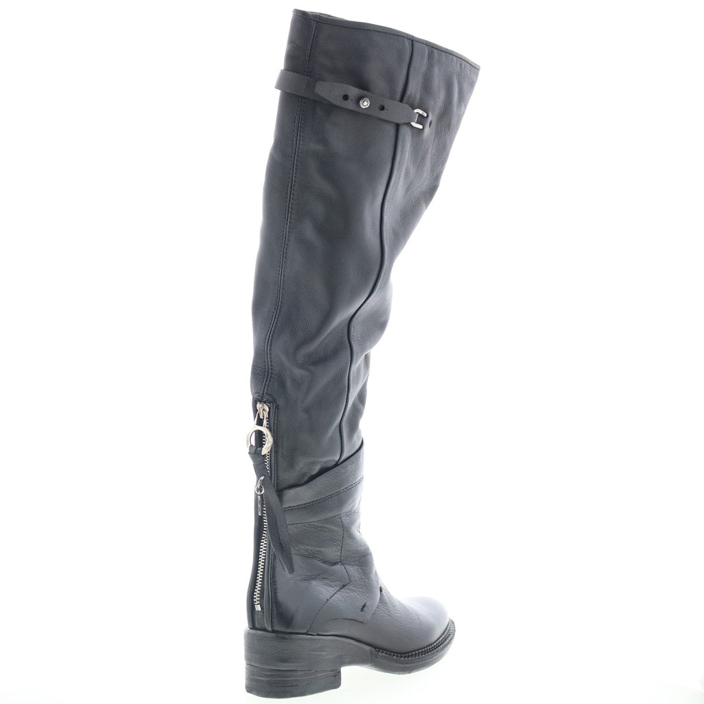 Steed Womens Black Leather Zipper Knee High Boots