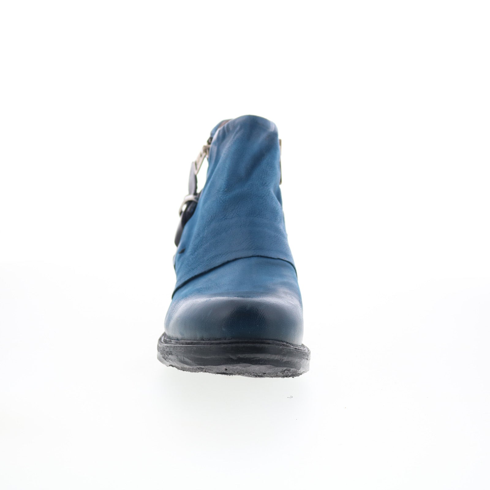 Steve Womens Blue Leather Zipper Ankle & Booties Boots