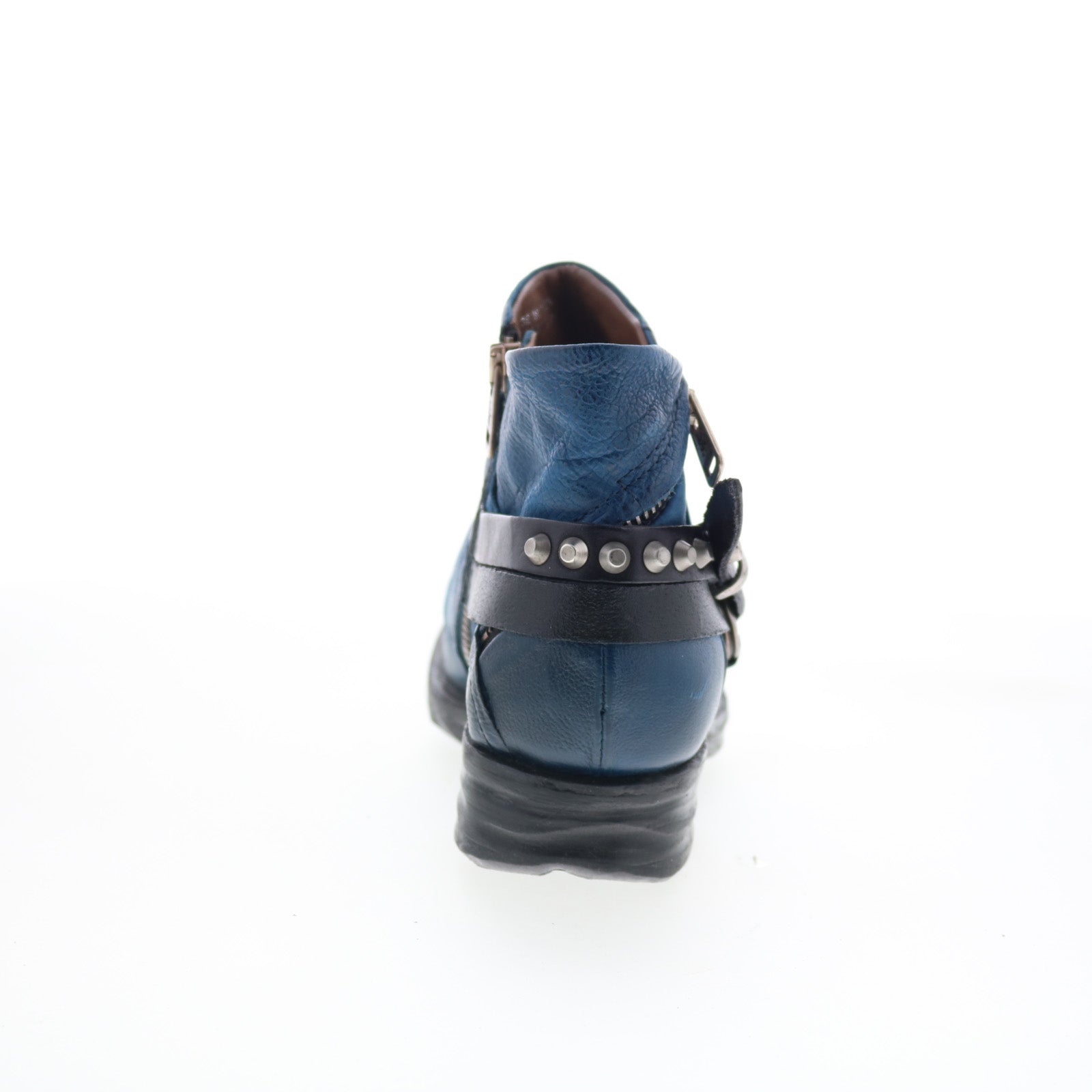 Steve Womens Blue Leather Zipper Ankle & Booties Boots
