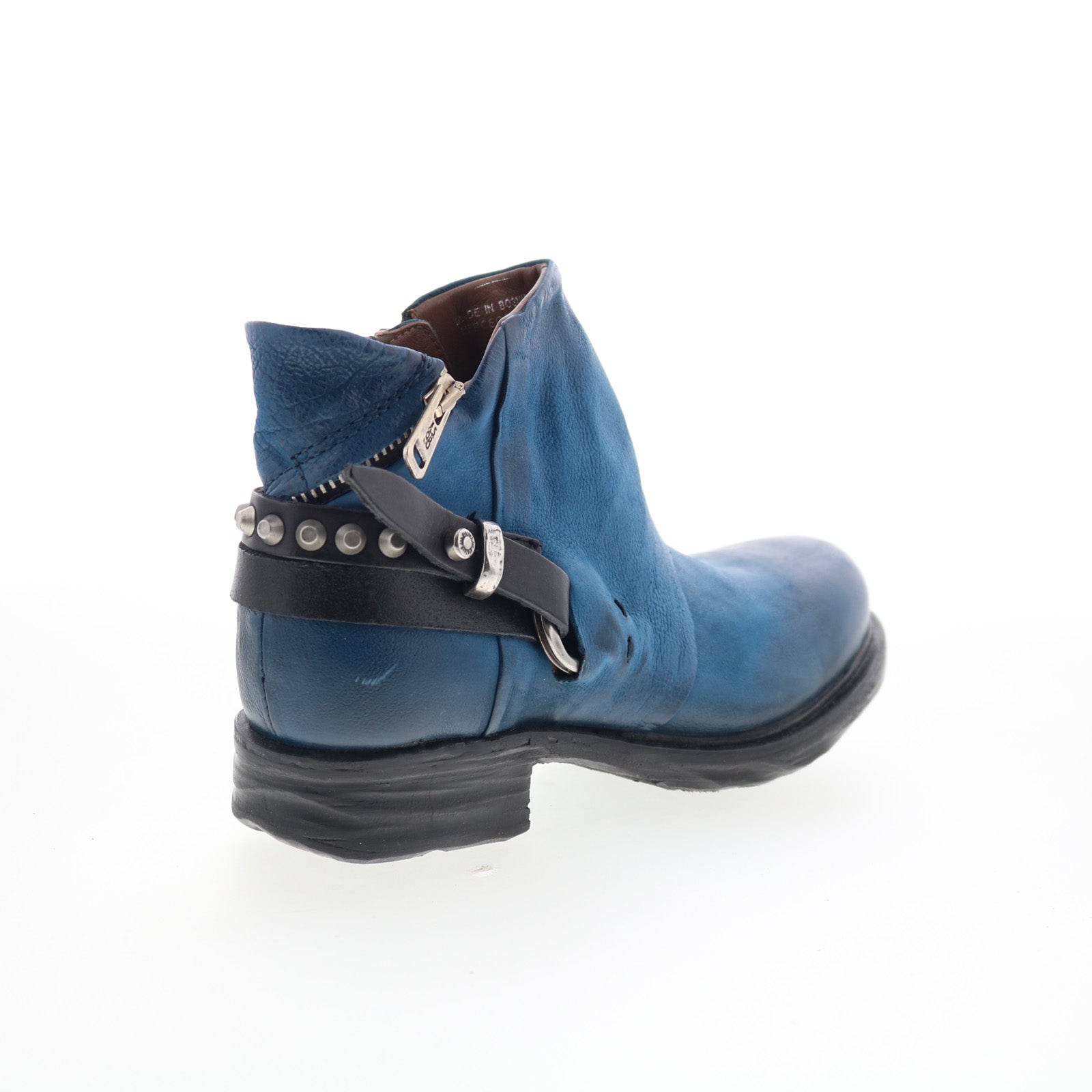 Steve Womens Blue Leather Zipper Ankle & Booties Boots