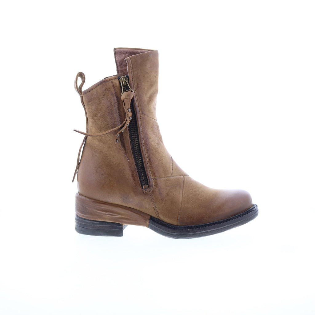 Stratford Womens Brown Leather Zipper Casual Dress Boots