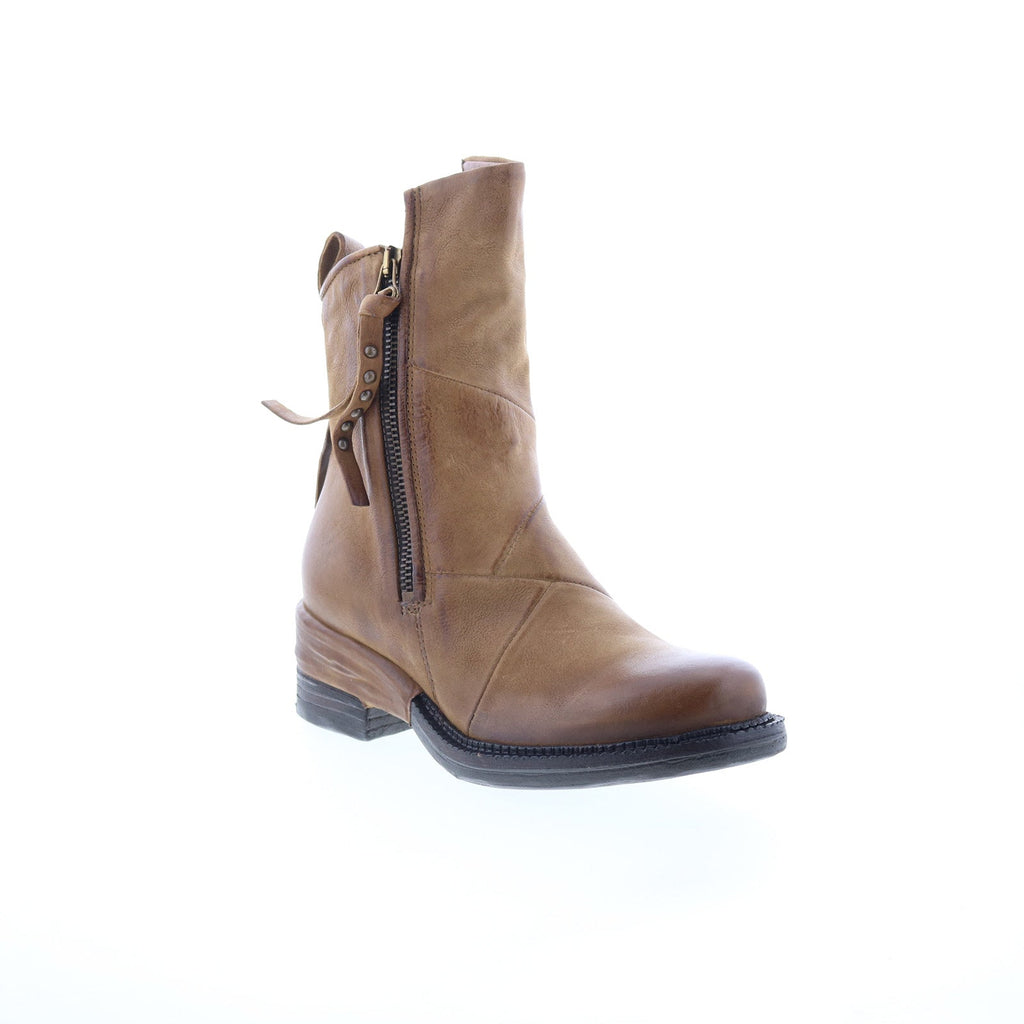 Stratford Womens Brown Leather Zipper Casual Dress Boots