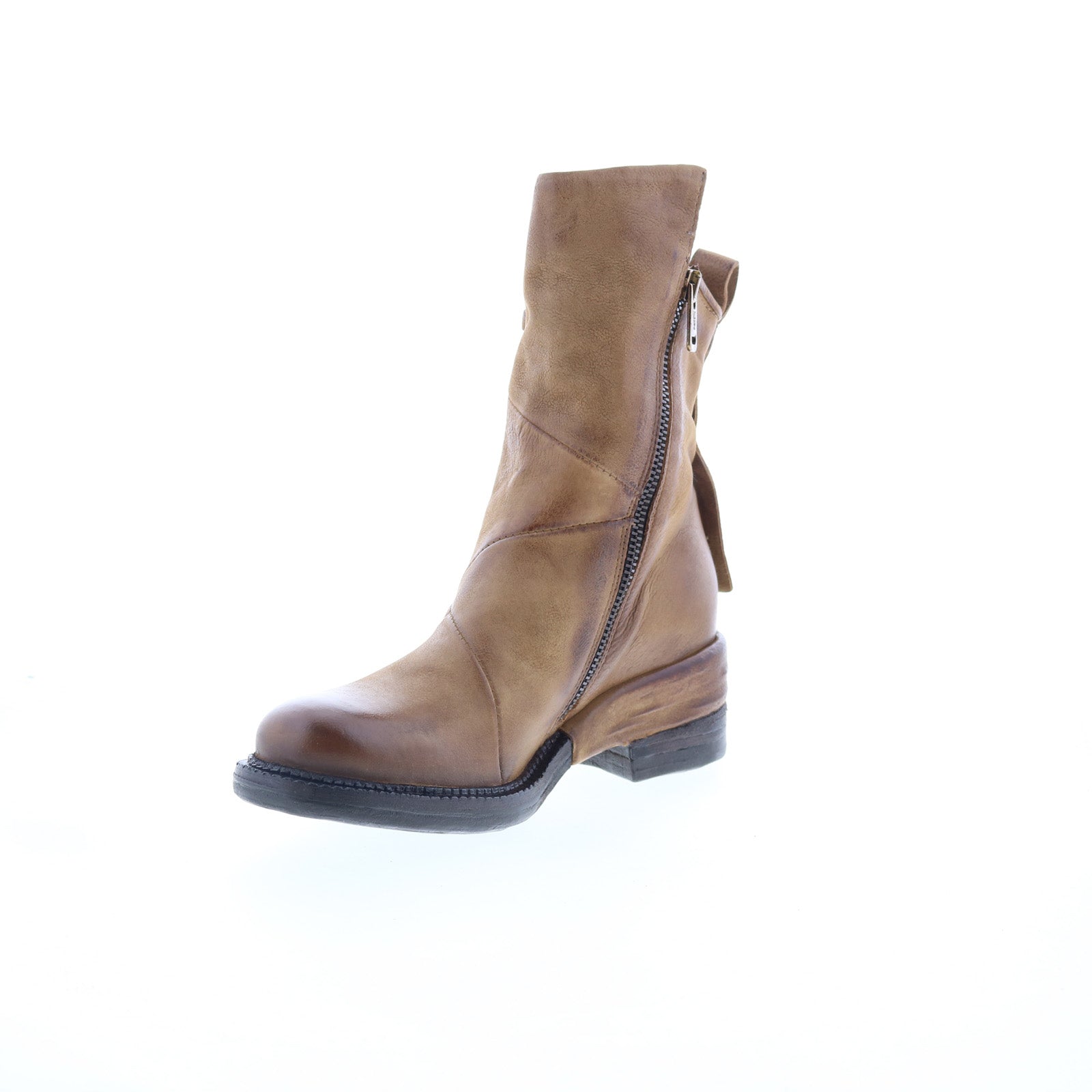 Stratford Womens Brown Leather Zipper Casual Dress Boots