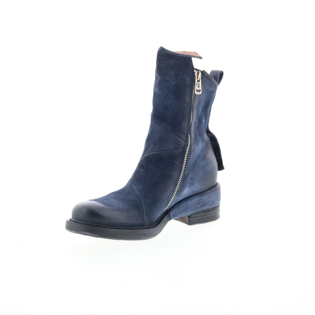 Stratford Womens Blue Leather Zipper Casual Dress Boots
