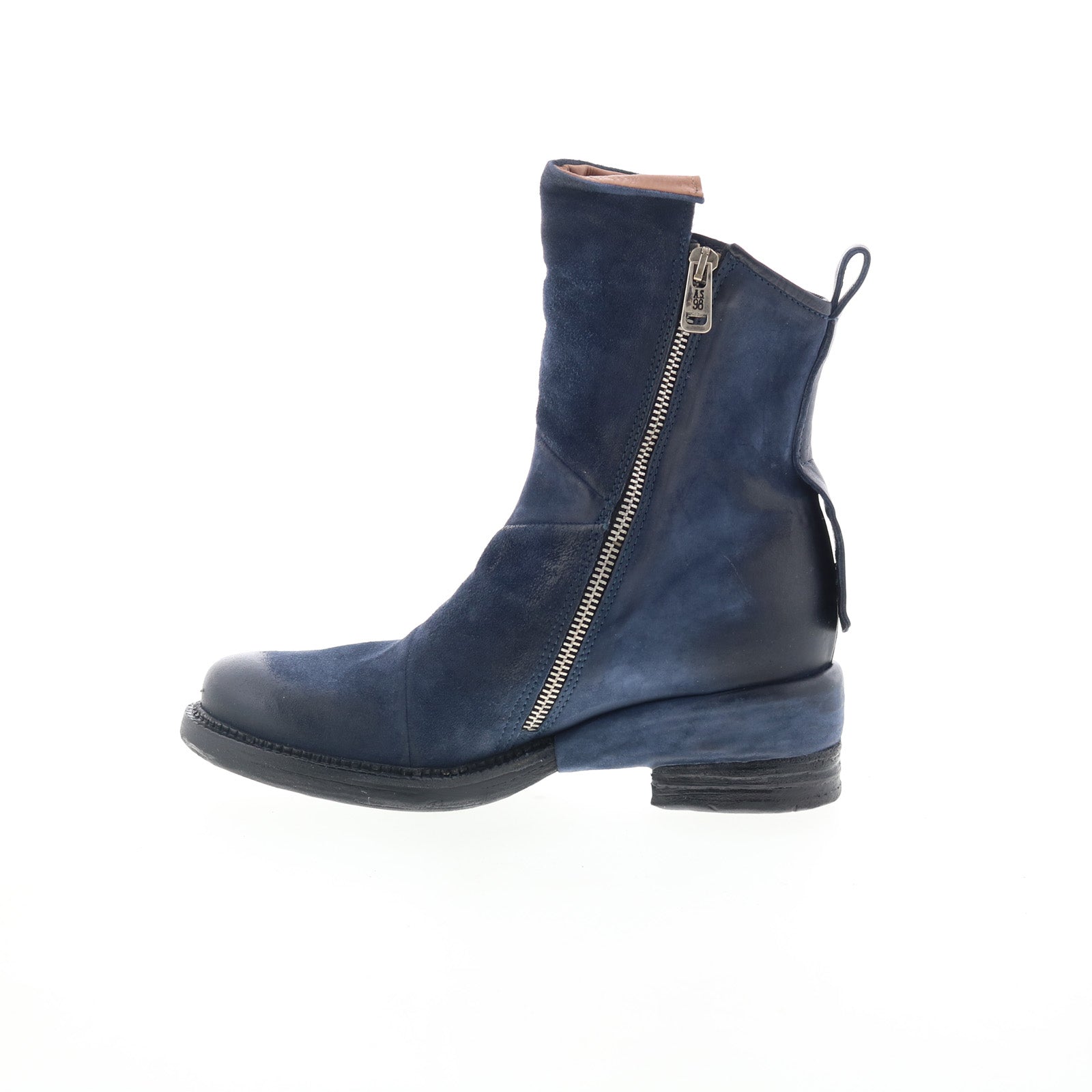 Stratford Womens Blue Leather Zipper Casual Dress Boots