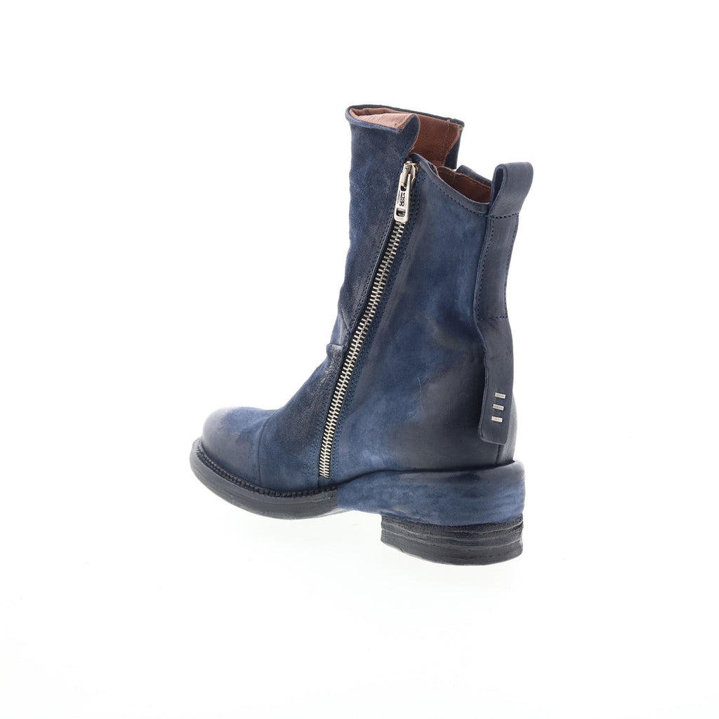 Stratford Womens Blue Leather Zipper Casual Dress Boots