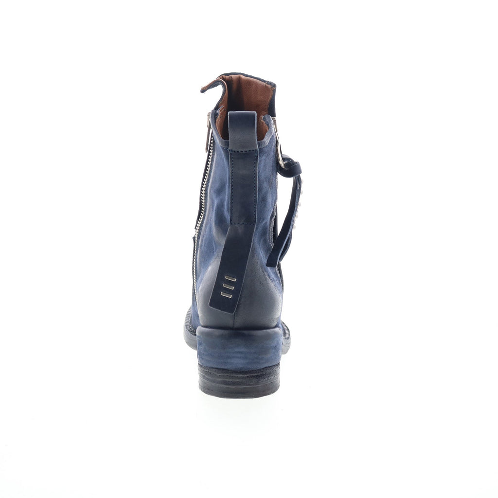 Stratford Womens Blue Leather Zipper Casual Dress Boots