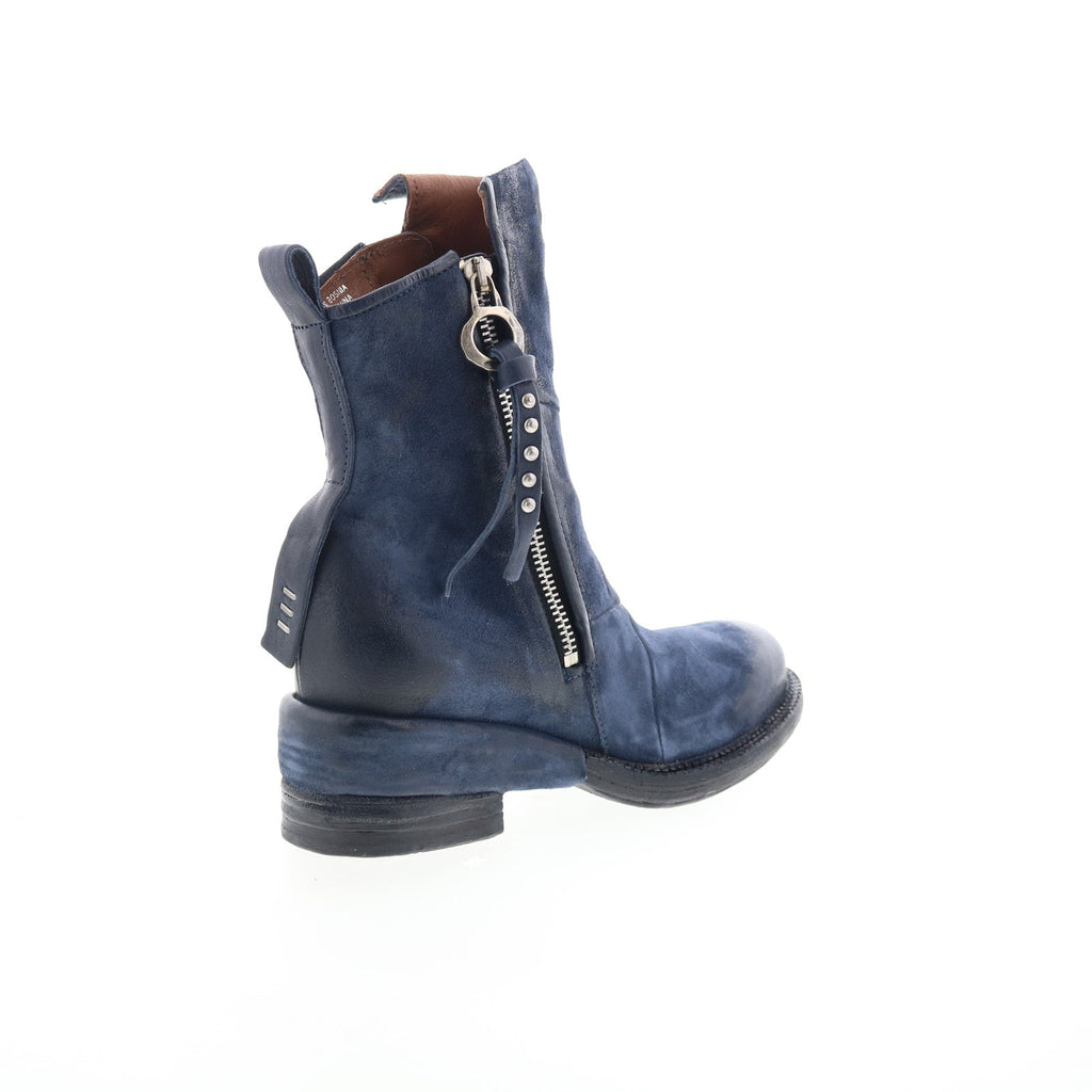 Stratford Womens Blue Leather Zipper Casual Dress Boots