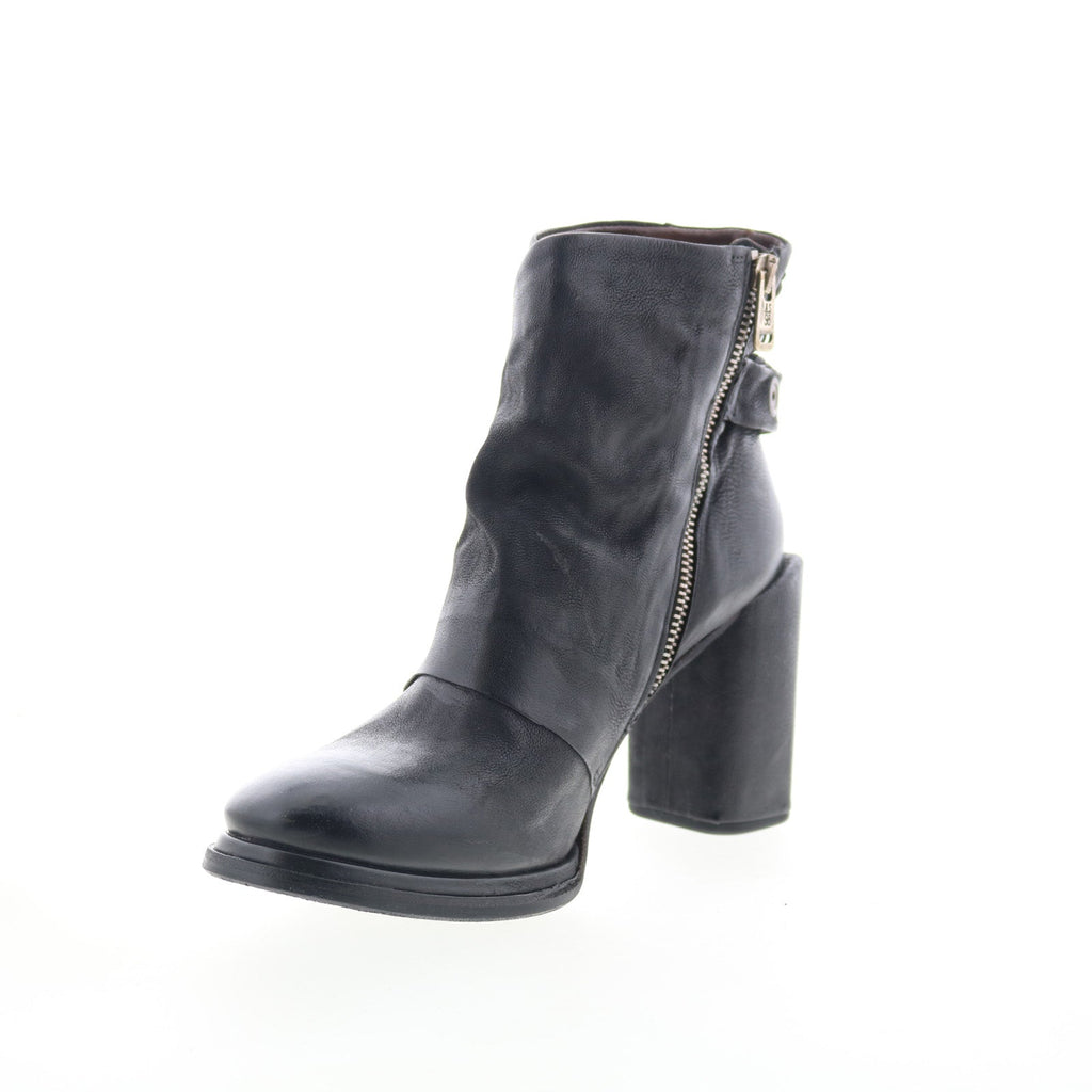 Swanson Womens Black Leather Zipper Ankle & Booties Boots