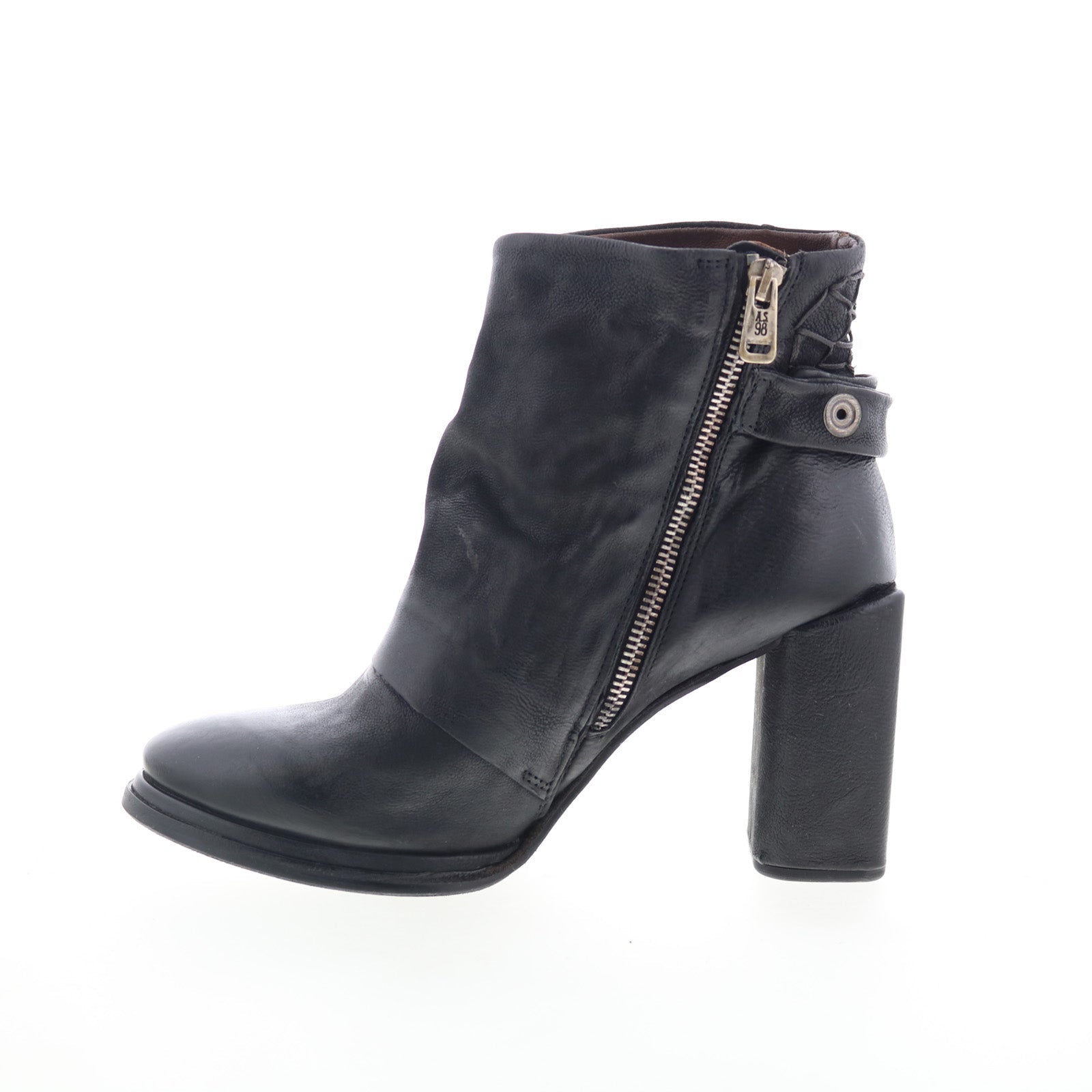 Swanson Womens Black Leather Zipper Ankle & Booties Boots