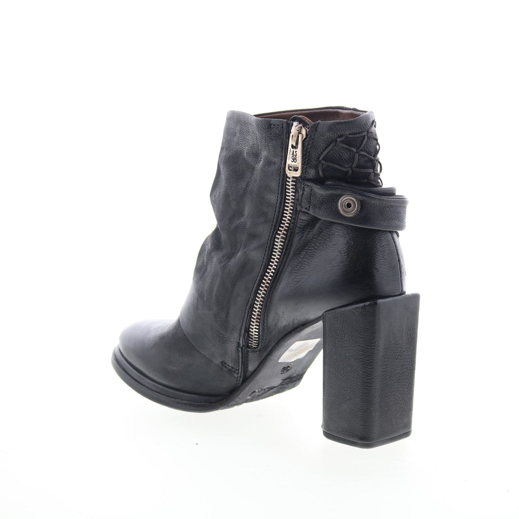 Swanson Womens Black Leather Zipper Ankle & Booties Boots