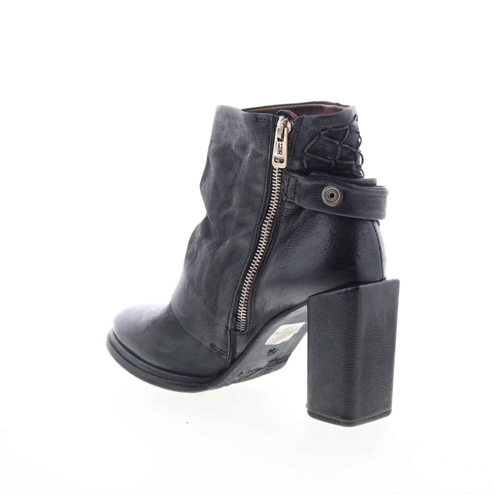 Swanson Womens Black Leather Zipper Ankle & Booties Boots