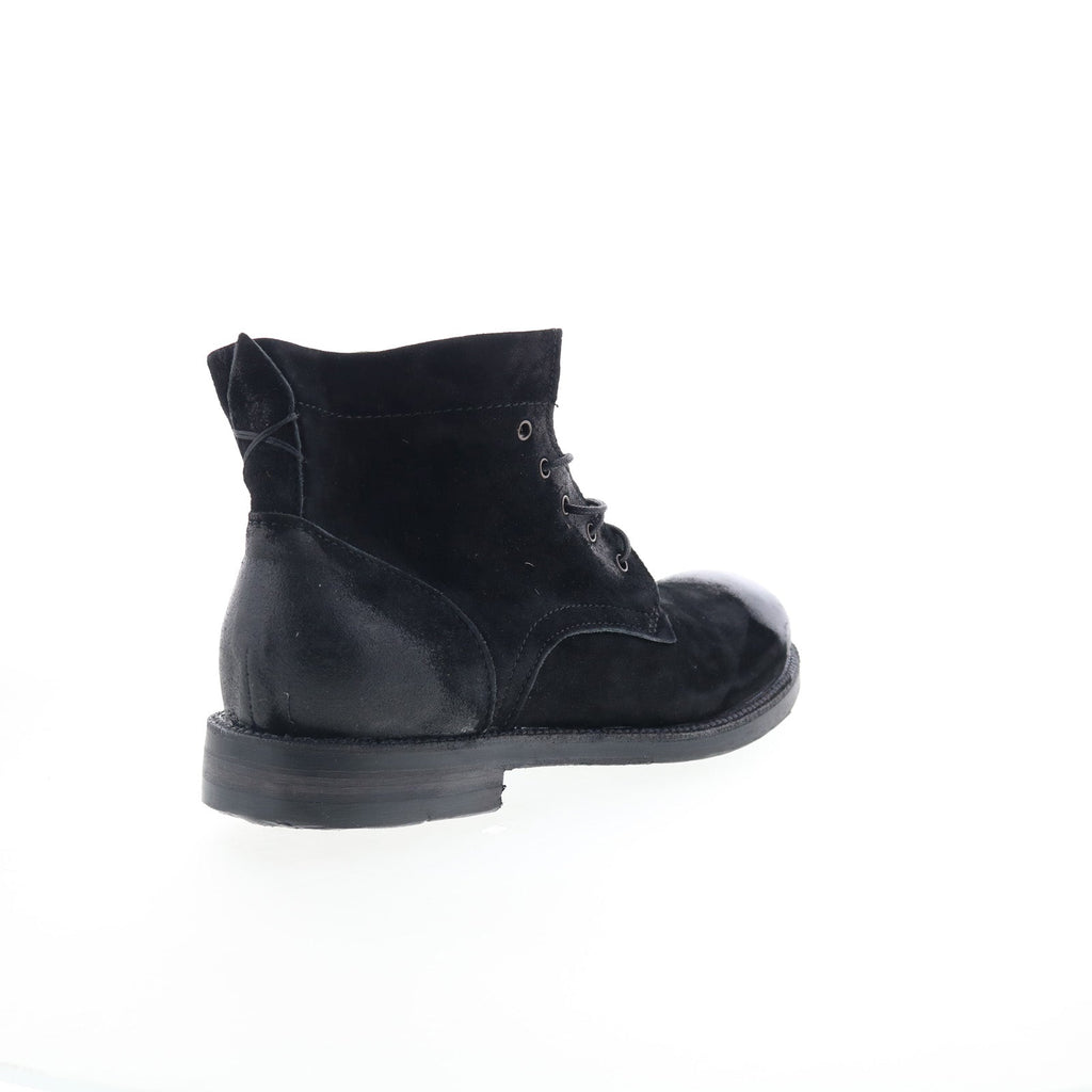 Sye Mens Black Leather Lace Up Casual Dress Boots