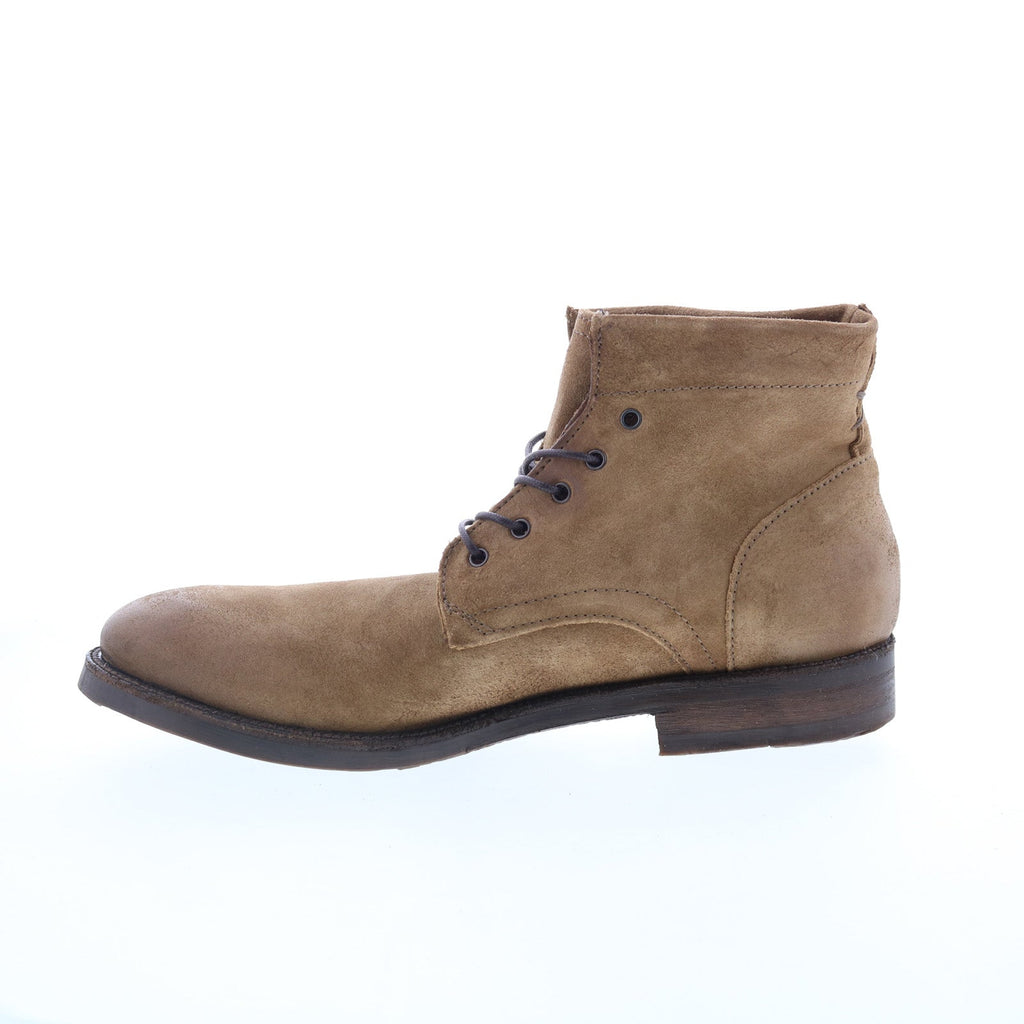 Sye Mens Brown Leather Lace Up Casual Dress Boots