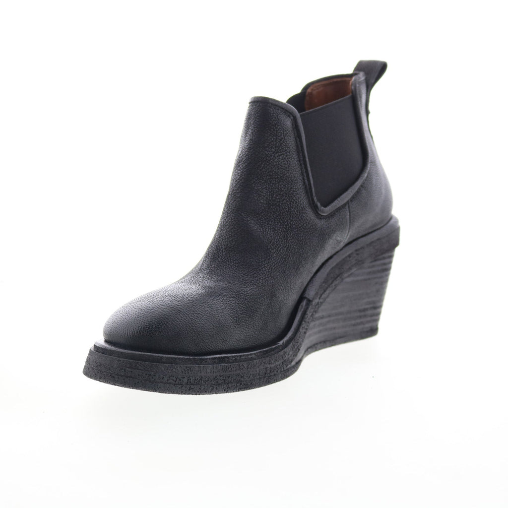 Talen Womens Black Leather Slip On Ankle & Booties Boots