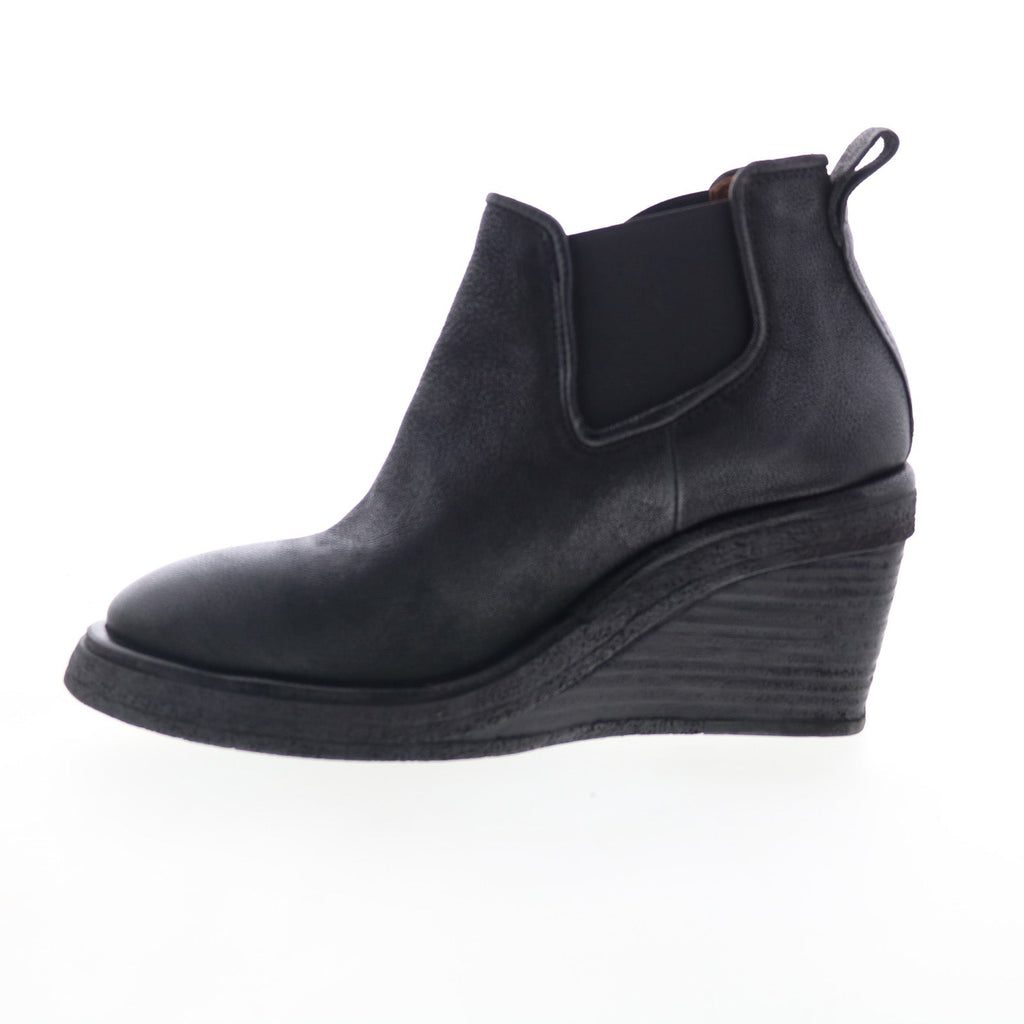 Talen Womens Black Leather Slip On Ankle & Booties Boots