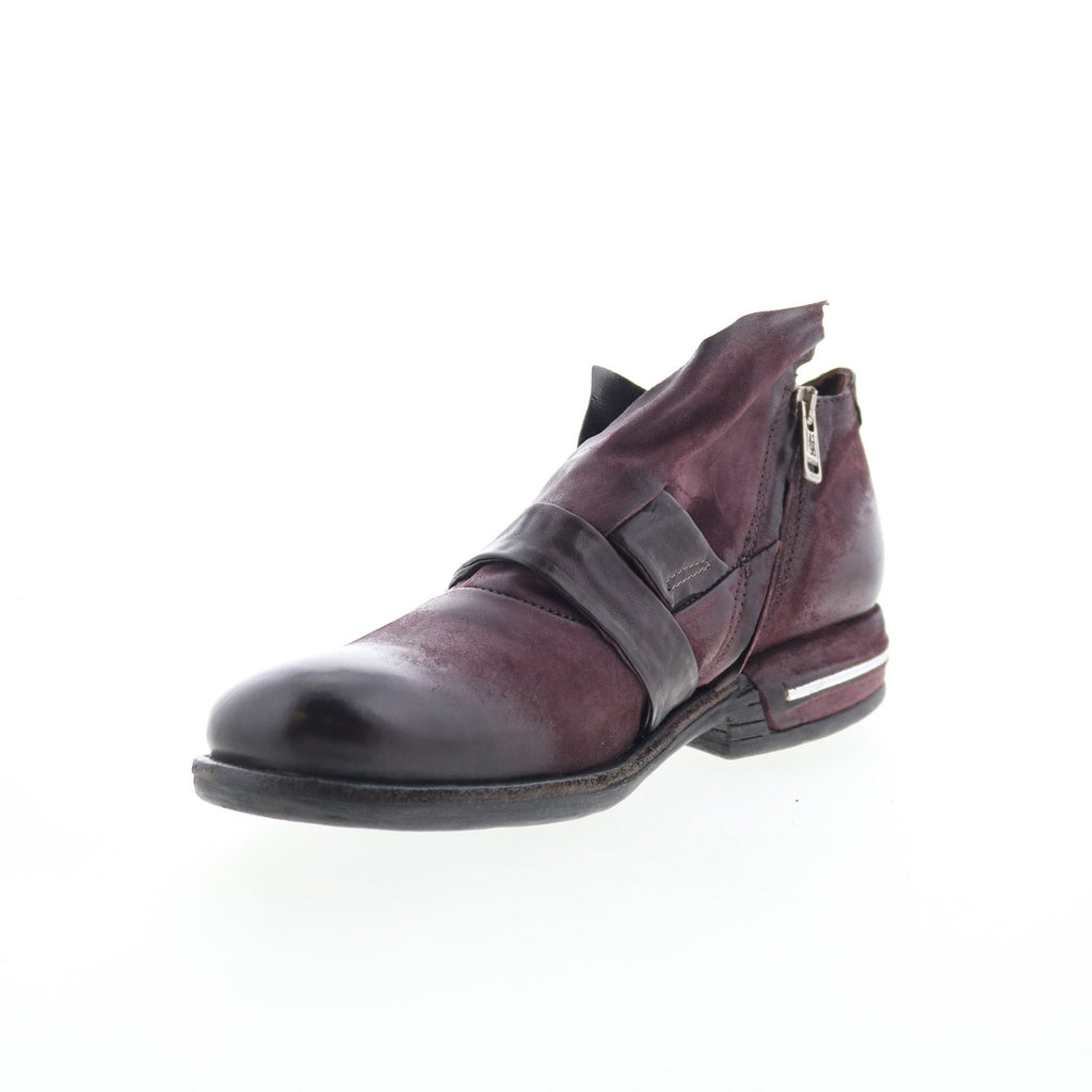 Tarek Womens Burgundy Leather Zipper Loafer Flats Shoes