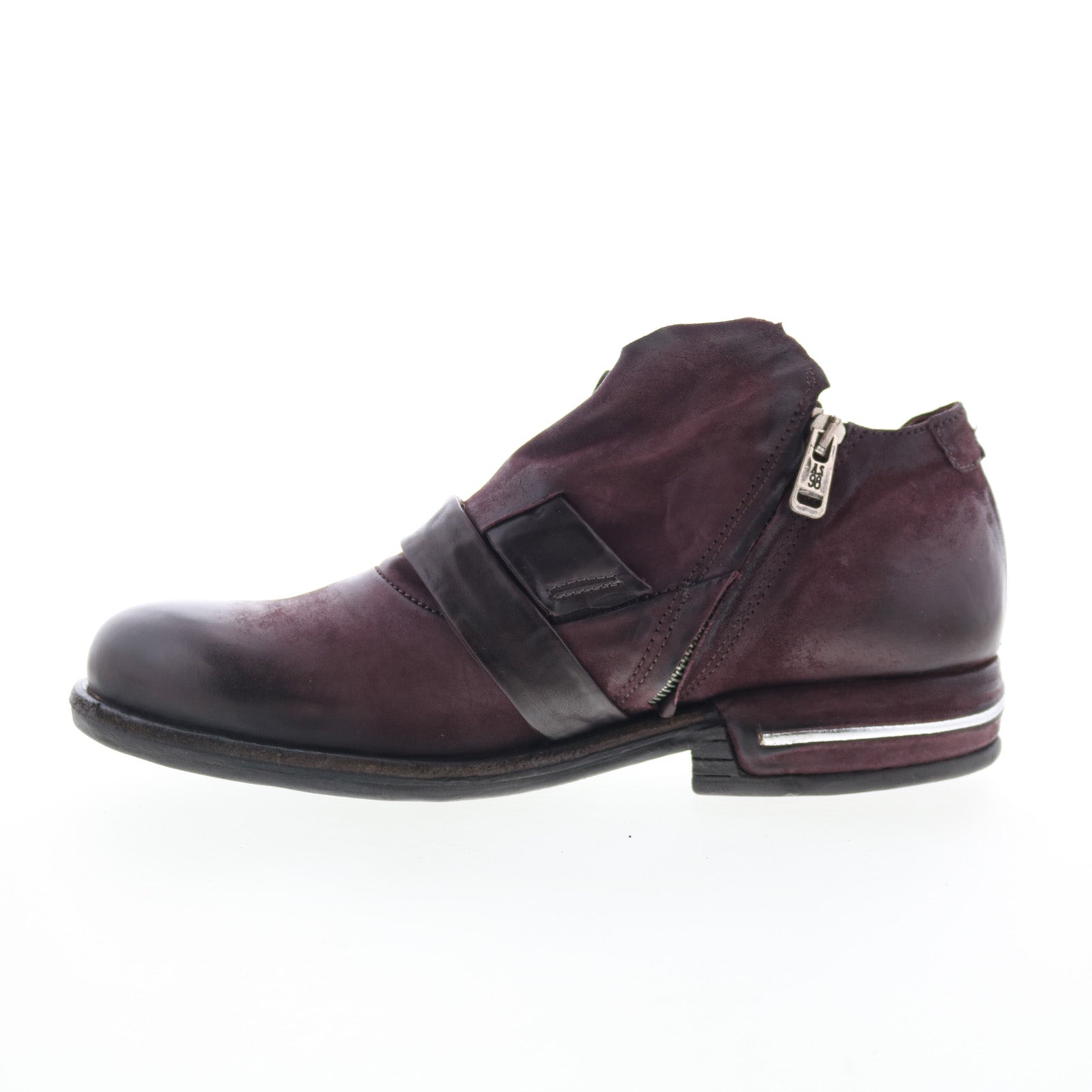 Tarek Womens Burgundy Leather Zipper Loafer Flats Shoes