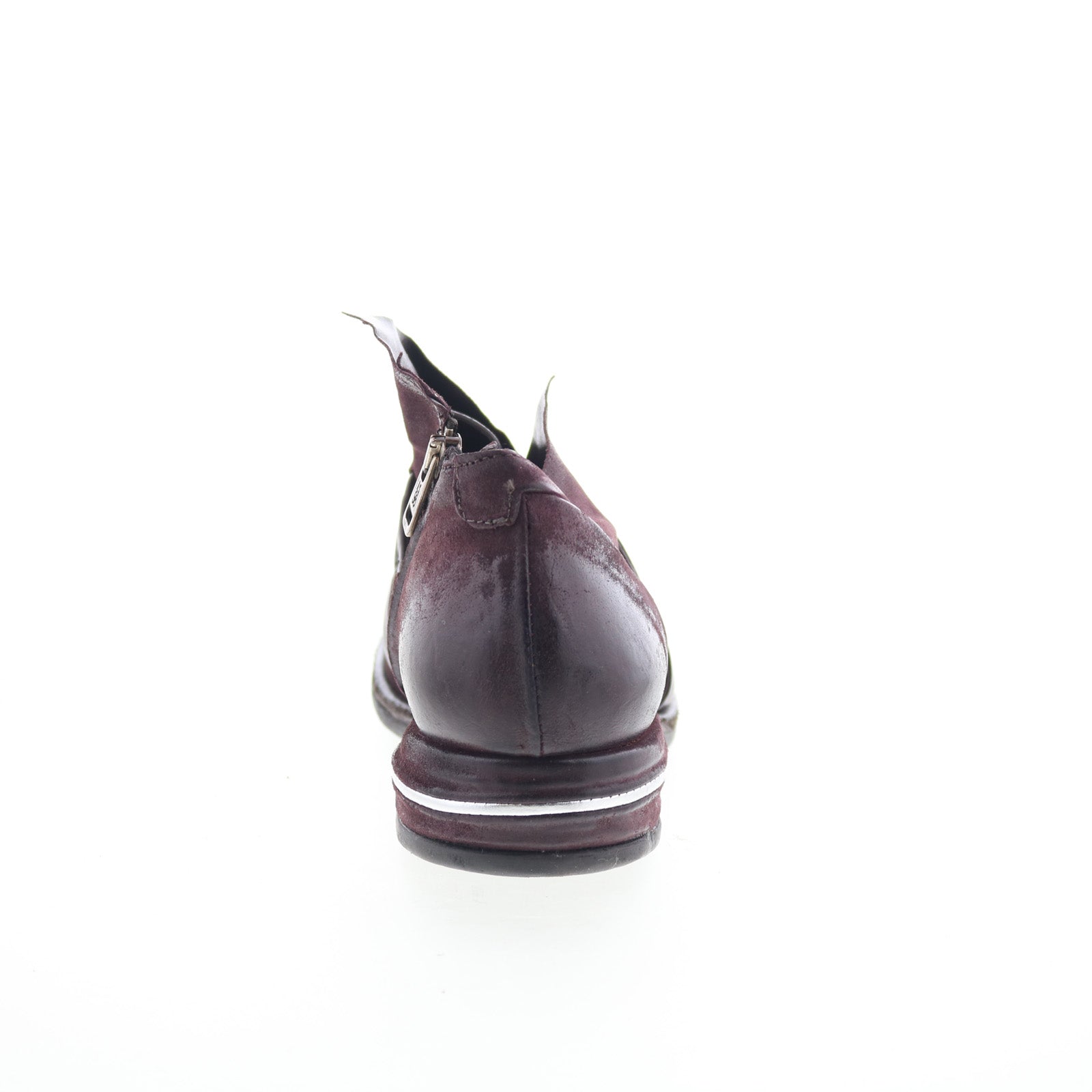 Tarek Womens Burgundy Leather Zipper Loafer Flats Shoes