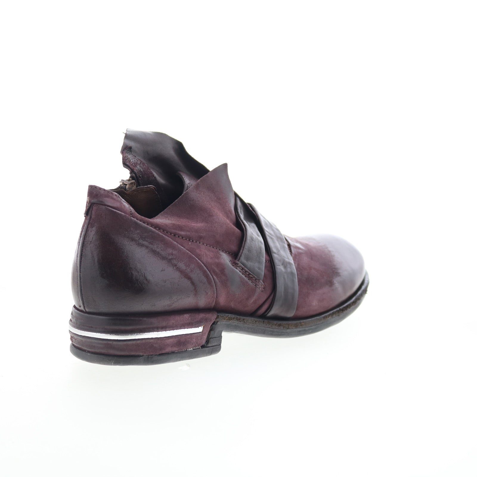Tarek Womens Burgundy Leather Zipper Loafer Flats Shoes