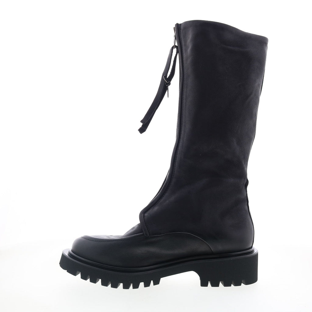 Tayton Womens Black Leather Zipper Knee High Boots