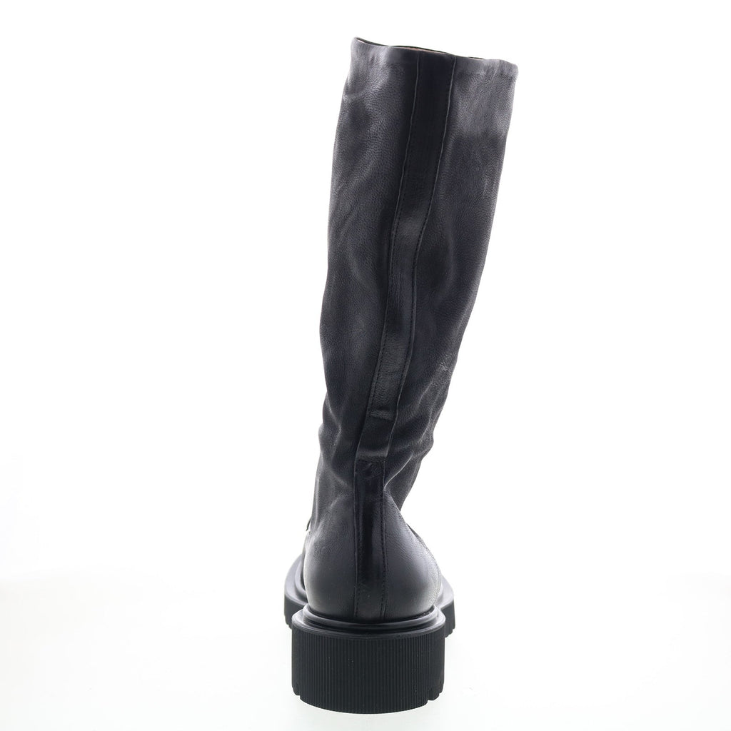 Tayton Womens Black Leather Zipper Knee High Boots