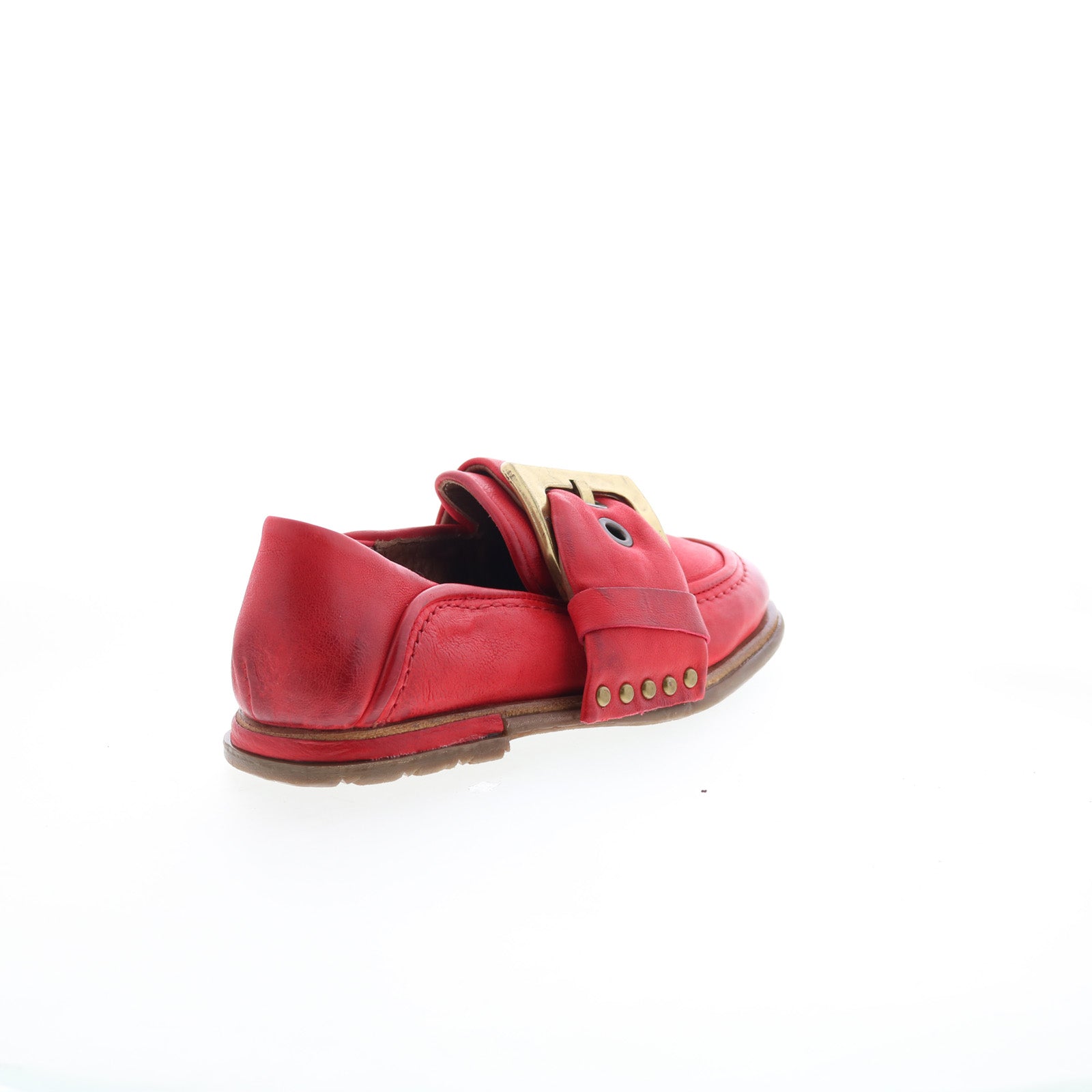 Thaine Womens Red Leather Hook & Loop Loafer Flats Shoes