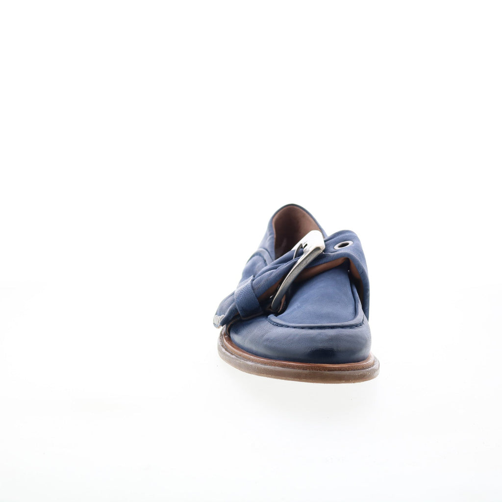 Thaine Womens Blue Leather Hook & Loop Loafer Flats Shoes