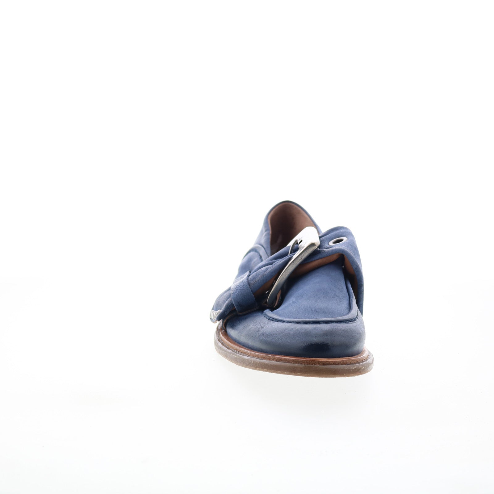Thaine Womens Blue Leather Hook & Loop Loafer Flats Shoes