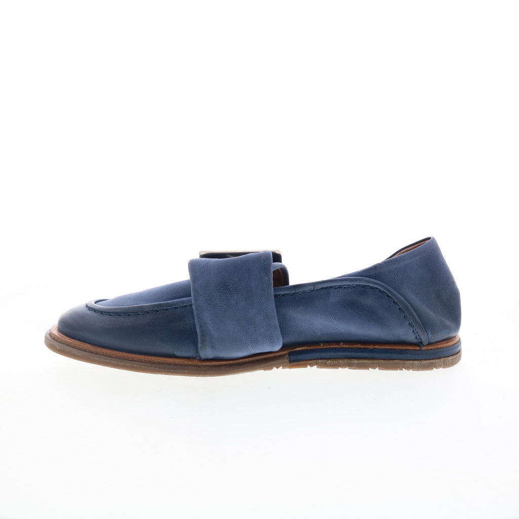Thaine Womens Blue Leather Hook & Loop Loafer Flats Shoes