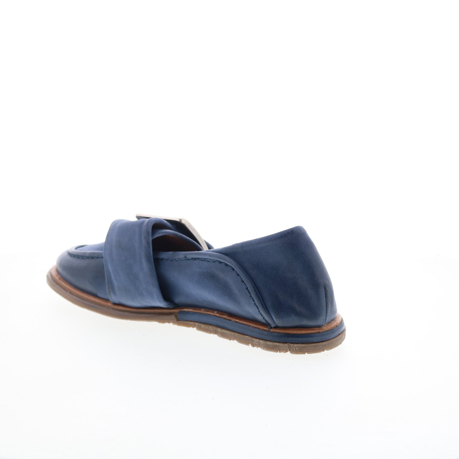 Thaine Womens Blue Leather Hook & Loop Loafer Flats Shoes