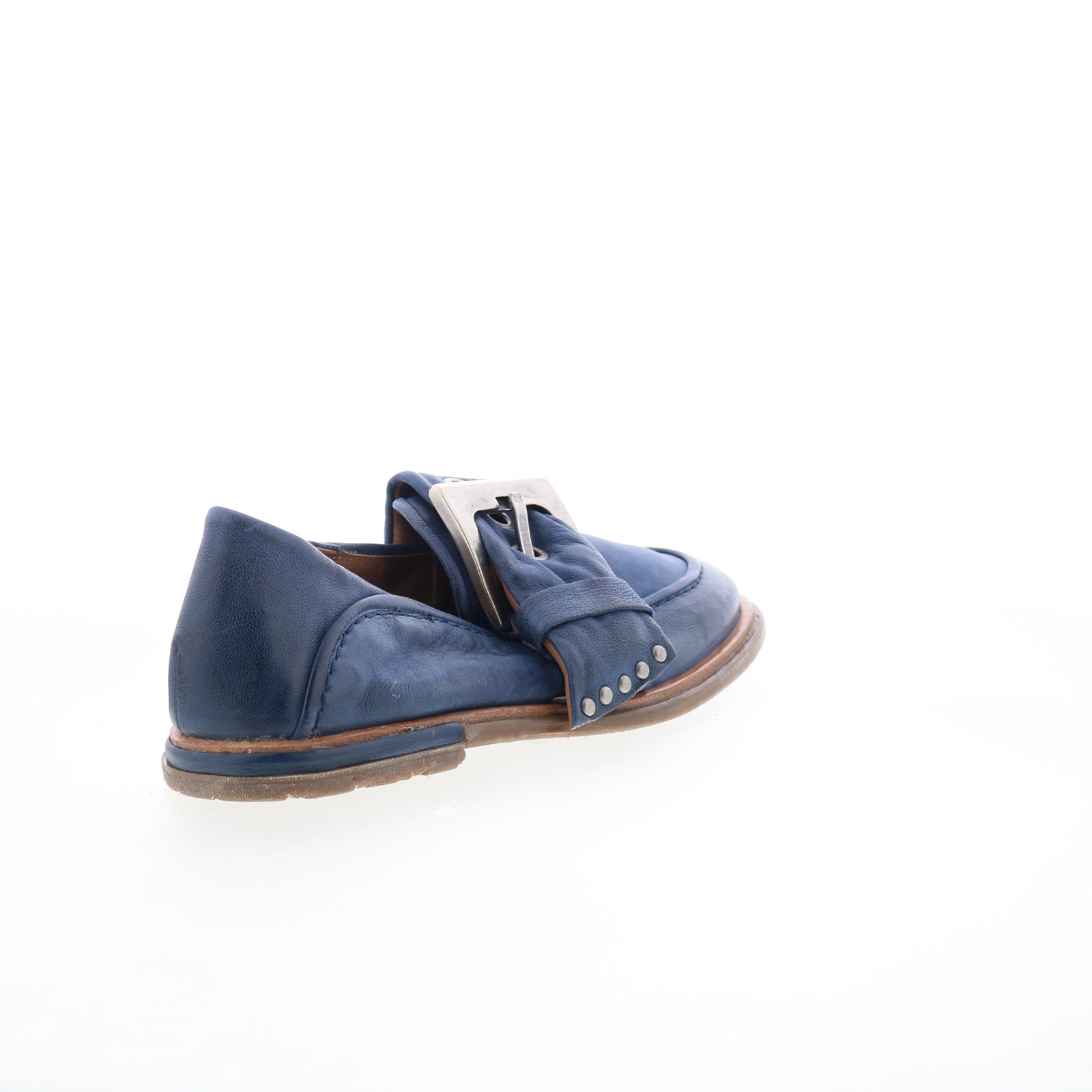 Thaine Womens Blue Leather Hook & Loop Loafer Flats Shoes