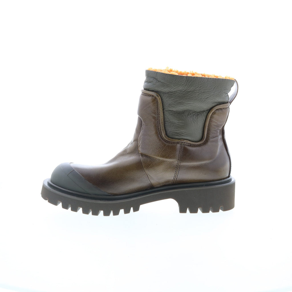 Theodore Fur Womens Brown Leather Slip On Casual Dress Boots