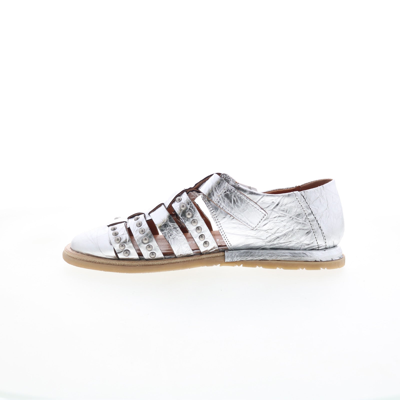 Thorpe Womens Silver Leather Hook & Loop Loafer Flats Shoes