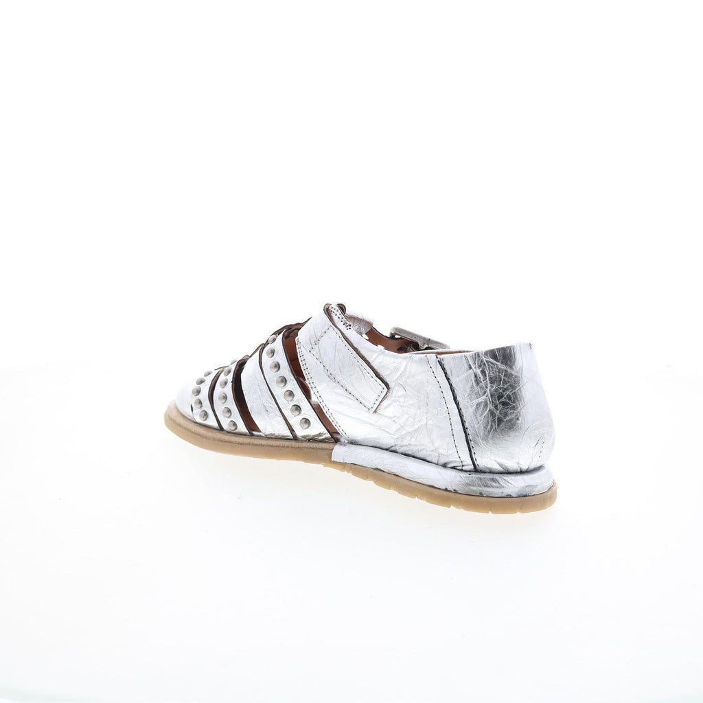 Thorpe Womens Silver Leather Hook & Loop Loafer Flats Shoes