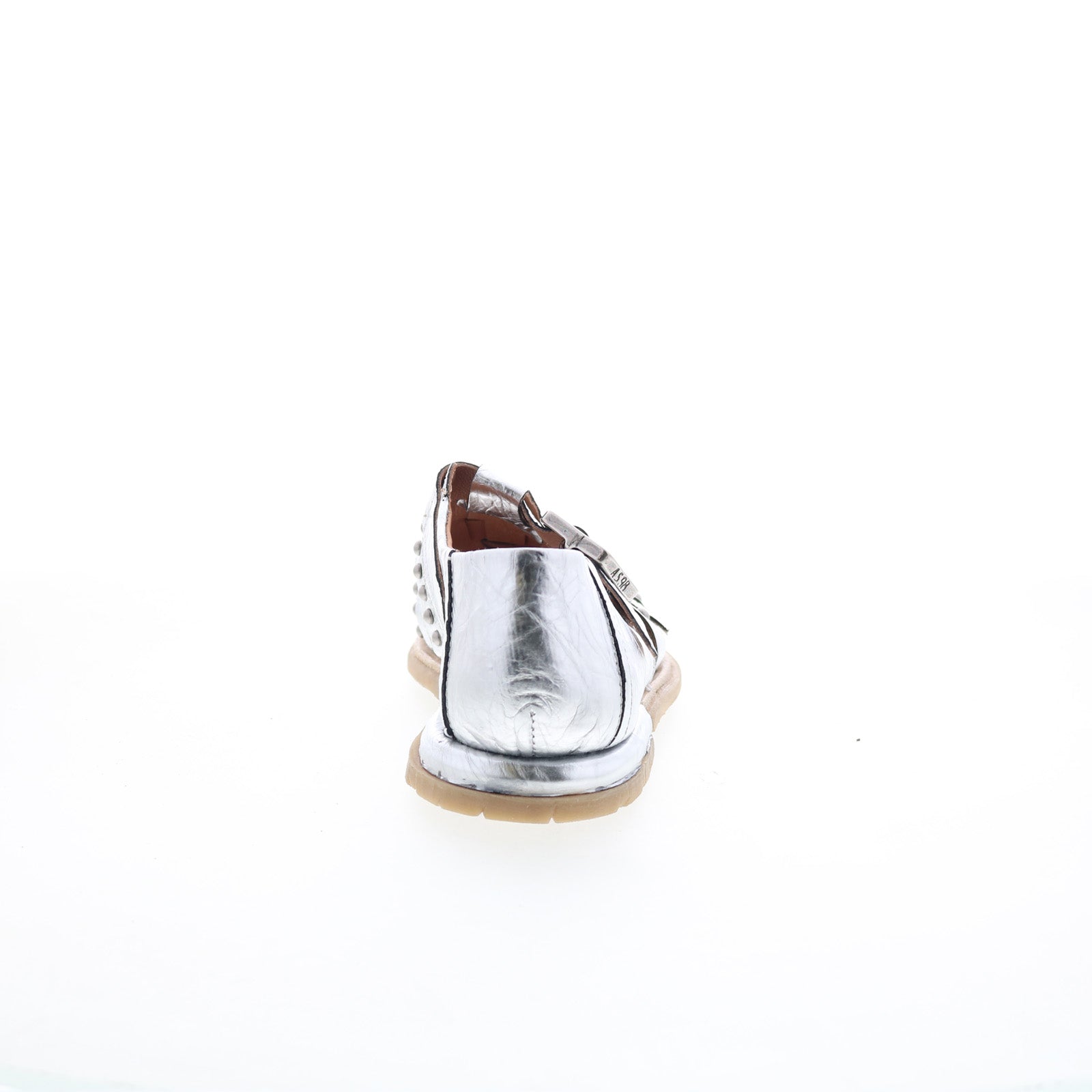 Thorpe Womens Silver Leather Hook & Loop Loafer Flats Shoes