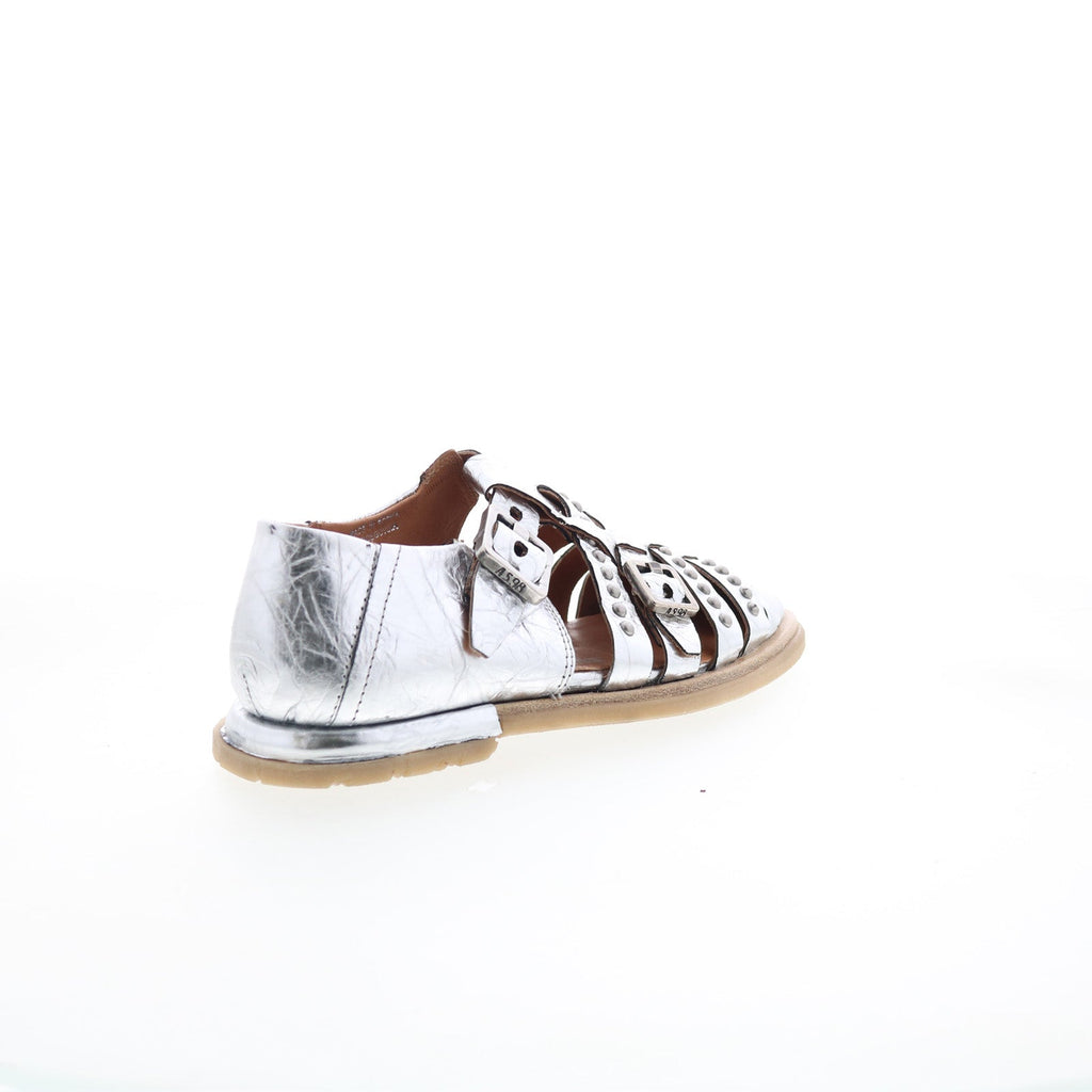 Thorpe Womens Silver Leather Hook & Loop Loafer Flats Shoes