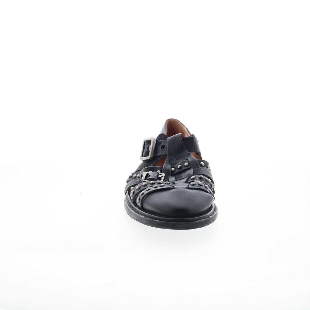 Thorpe Womens Black Leather Hook & Loop Loafer Flats Shoes