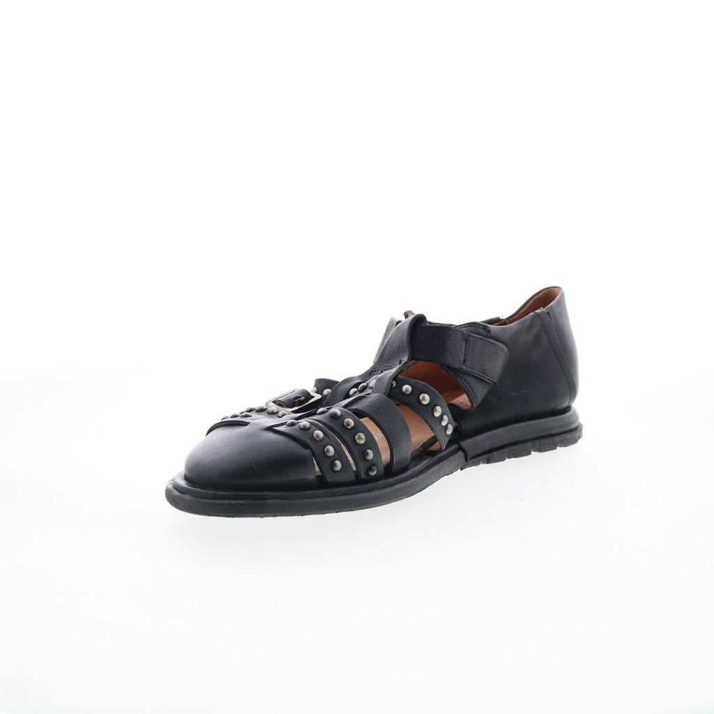 Thorpe Womens Black Leather Hook & Loop Loafer Flats Shoes