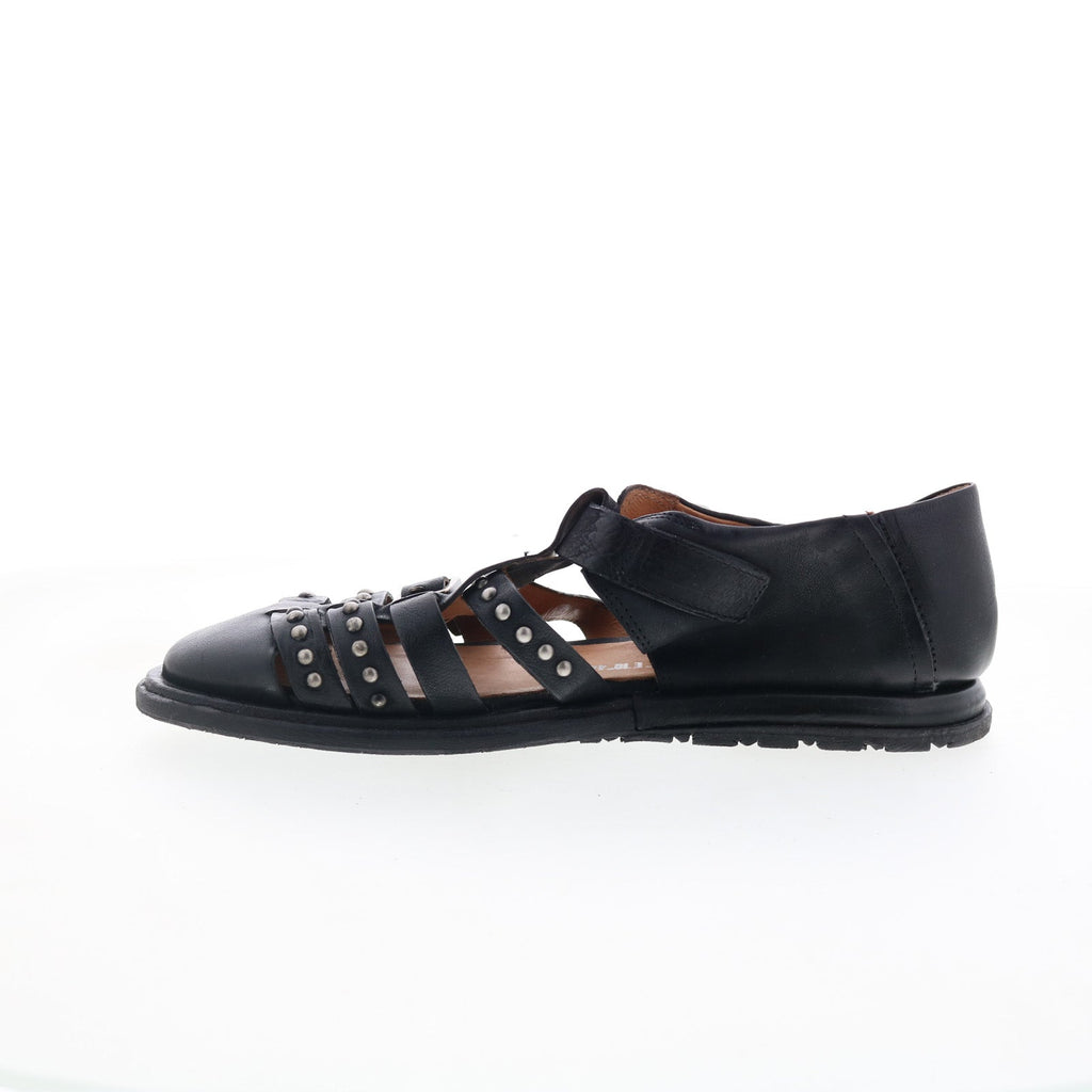 Thorpe Womens Black Leather Hook & Loop Loafer Flats Shoes
