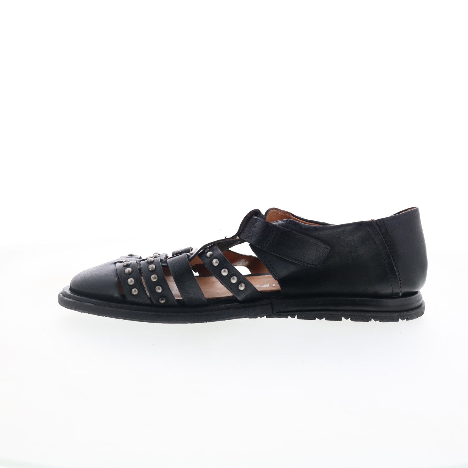 Thorpe Womens Black Leather Hook & Loop Loafer Flats Shoes